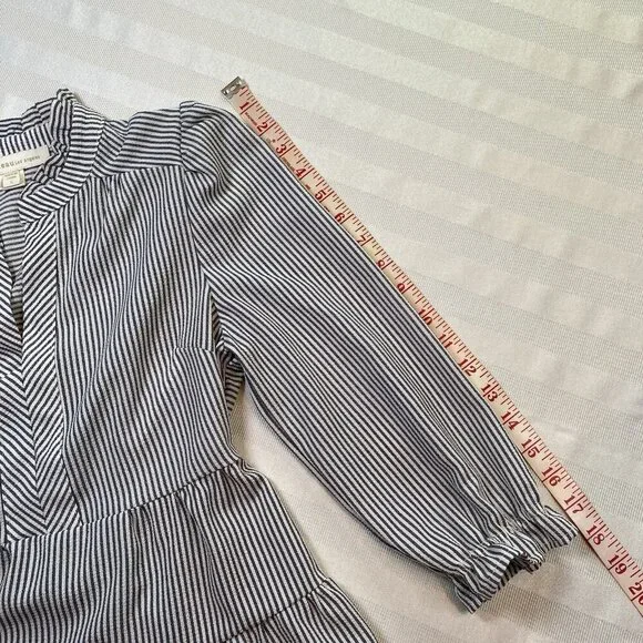 Monteau Baby Doll Vertical Stripe 3/4 Sleeve Top Size S Seersucker Black/White - Picture 7 of 12